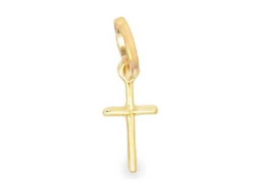 18K Yellow Gold Mini Cross Pendant – 0.5 Inch